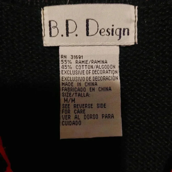 B.P. DESIGN Knit Sweater Vest Sz M Holiday Christmas Snowman Embroidered Black - Picture 4 of 6